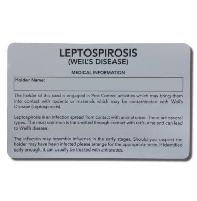 The Weil’s Disease Card contains safety information and advice 